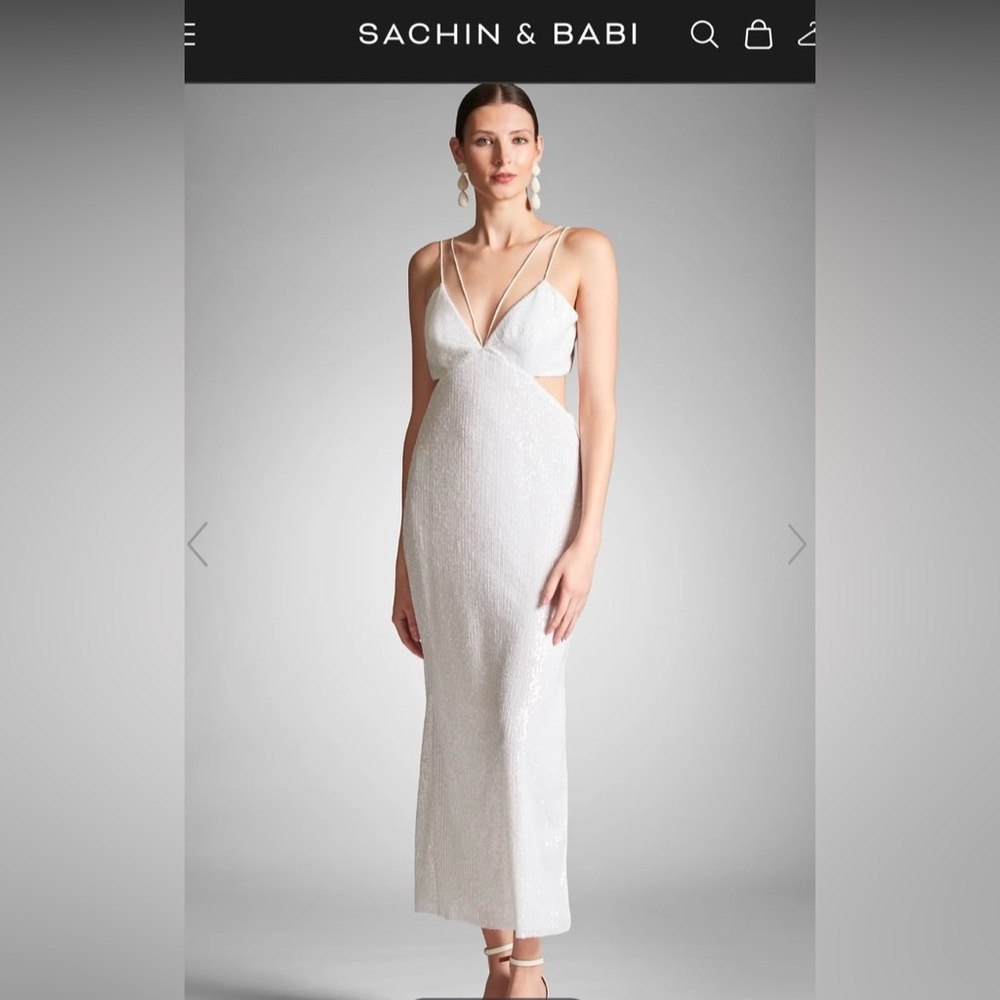 Sachin & Babi Vivi Dress - Sequin White Size 0 Prom Wedding Formal